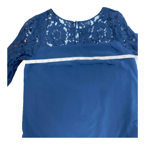Abercrombie & Fitch Navy Blue Lace Long Sleeve A-Line Dress Size Small - Picture 8 of 14